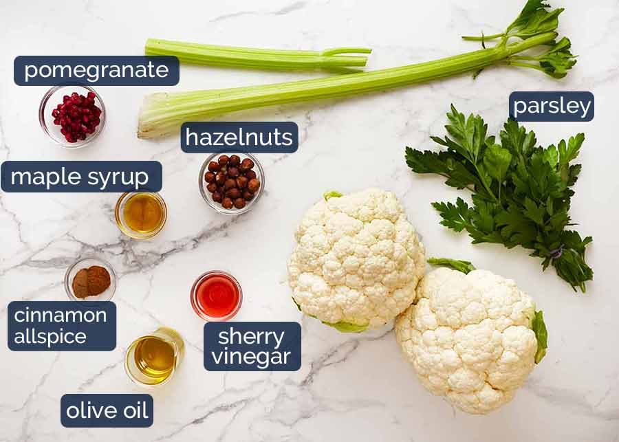 Ingredients in Yotam Ottolenghi's Roasted Cauliflower Salad