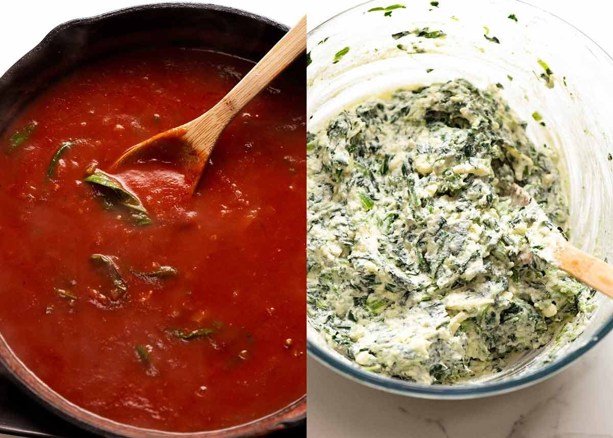 Filling and sauce for Spinach and Ricotta Rotolo