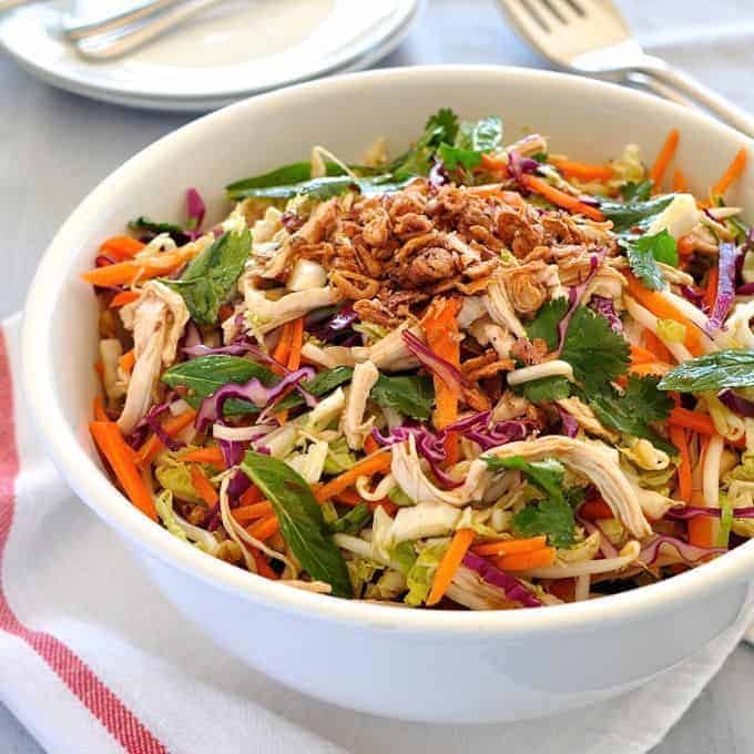 Crunchy Asian Chicken Salad in a bowl