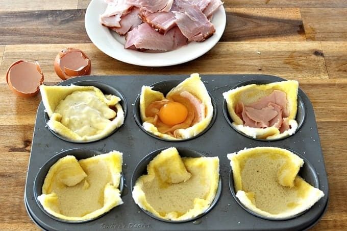 Preparation of Muffin Tin Breakfast Croque Madame Toastie Cups
