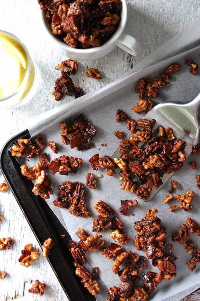 A tray of Candied Bacon and Nuts