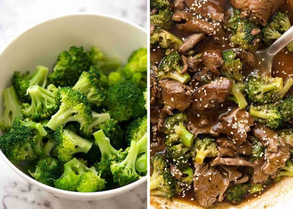 Steamed broccoli for Chinese Beef and Broccoli
