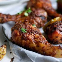 Jamaican Jerk Chicken Drumsticks and Caribbean Rice with Red Beans - the strong, spicy flavours of this chicken is the best from the Caribbean! Easy to make with everyday ingredients.