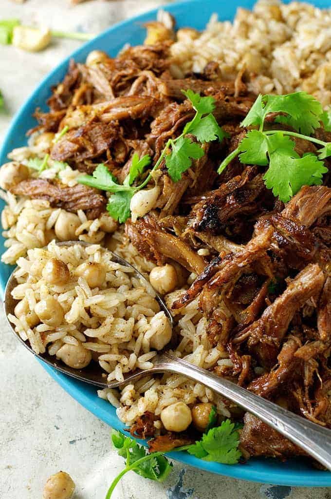Middle Eastern Shredded Lamb with Chickpea Pilaf (Rice) - easy and fast to prepare, with everyday ingredients. Amazing, exotic flavour.