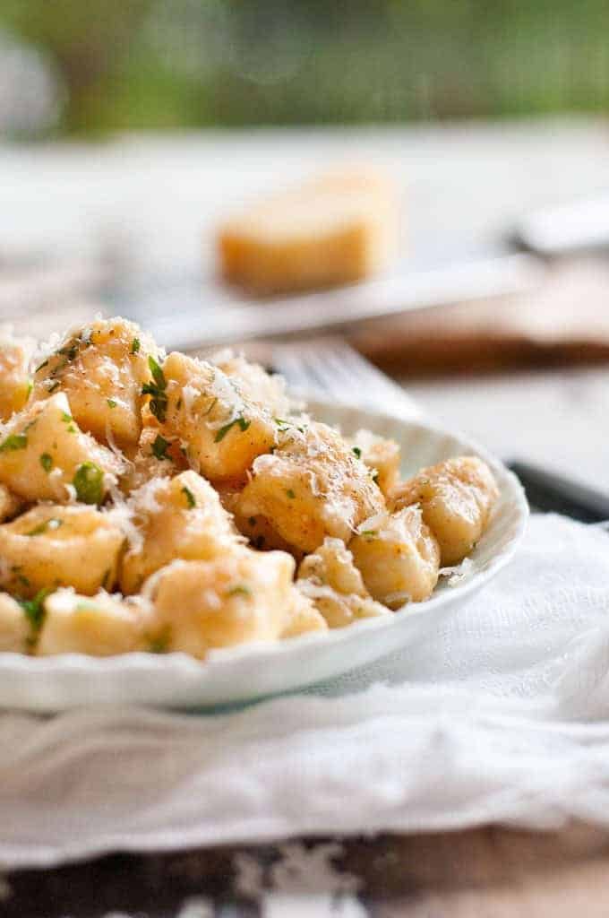 30 Minute Homemade Ricotta Gnocchi - made from scratch in 30 minutes! So easy to make, and no special equipment required. Serve with a tomato sauce or browned butter - your choice!