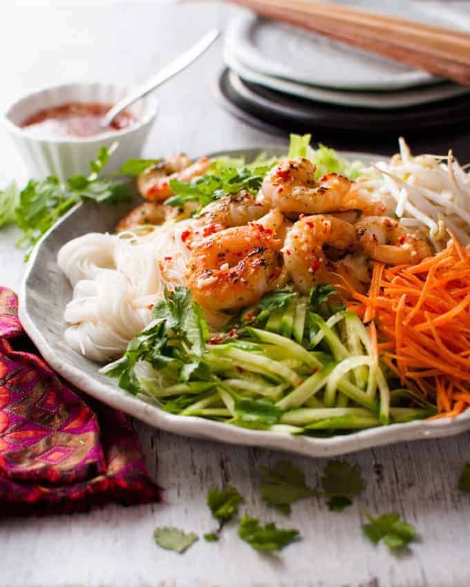Closeup of Vietnamese Shrimp Noodle Salad