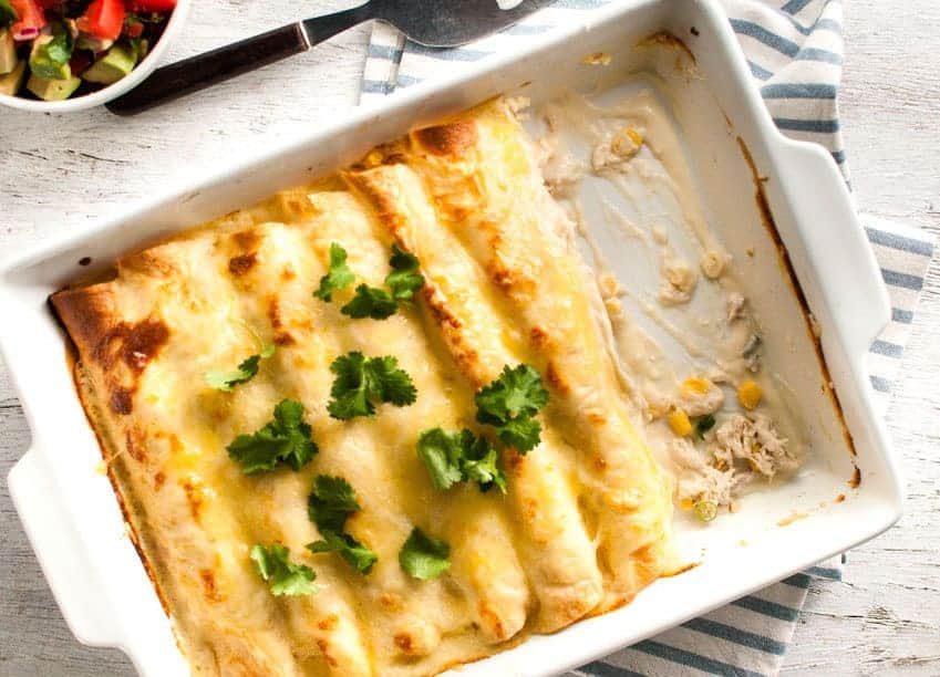 White Chicken Enchiladas - This gives classic enchiladas serious competition! The white sauce is fantastic - not too rich. Great midweek meal!