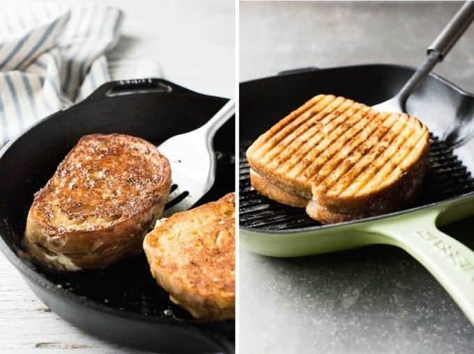 Monte Cristo Sandwich in a skillet