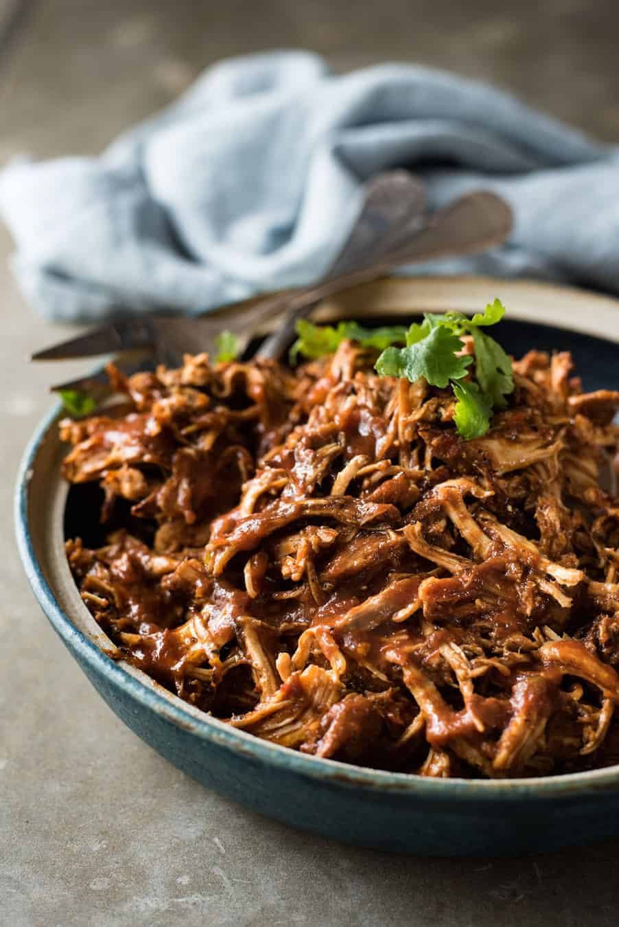 Mexican Shredded Chicken - The smokey, rich, mildly spicy sauce is incredible! Super easy, fast to prepare, for the slow cooker, pressure cooker or stovetop!