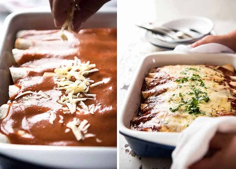 Making beef enchiladas