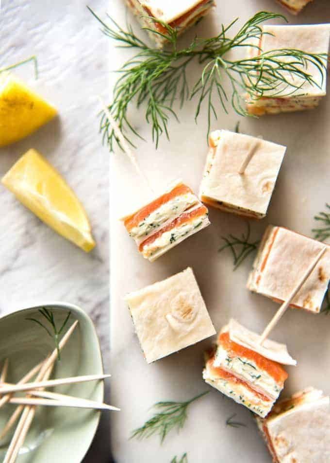 Smoked Salmon Appetizer fantastic for gatherings - no fiddly assembly, served at room temperature, looks elegant and tastes SO GOOD! www.recipetineats.com