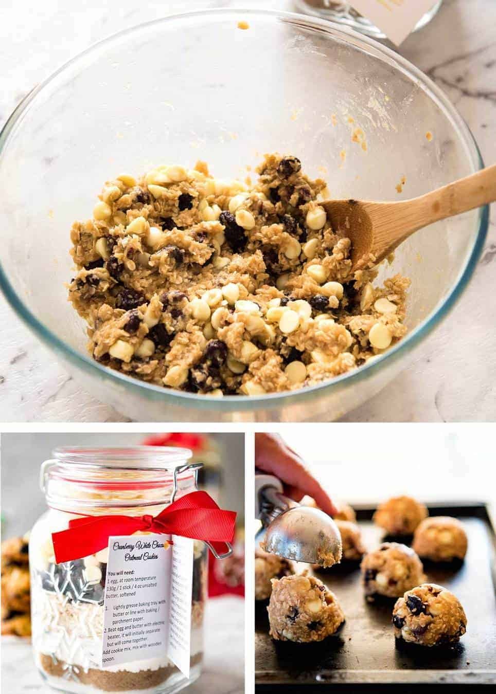 Cookie Mix in a Jar - White Chocolate Cranberry Cookies: Fantastic Christmas gift in a mason jar, just add melted butter and an egg, no beater required! recipetineats.com