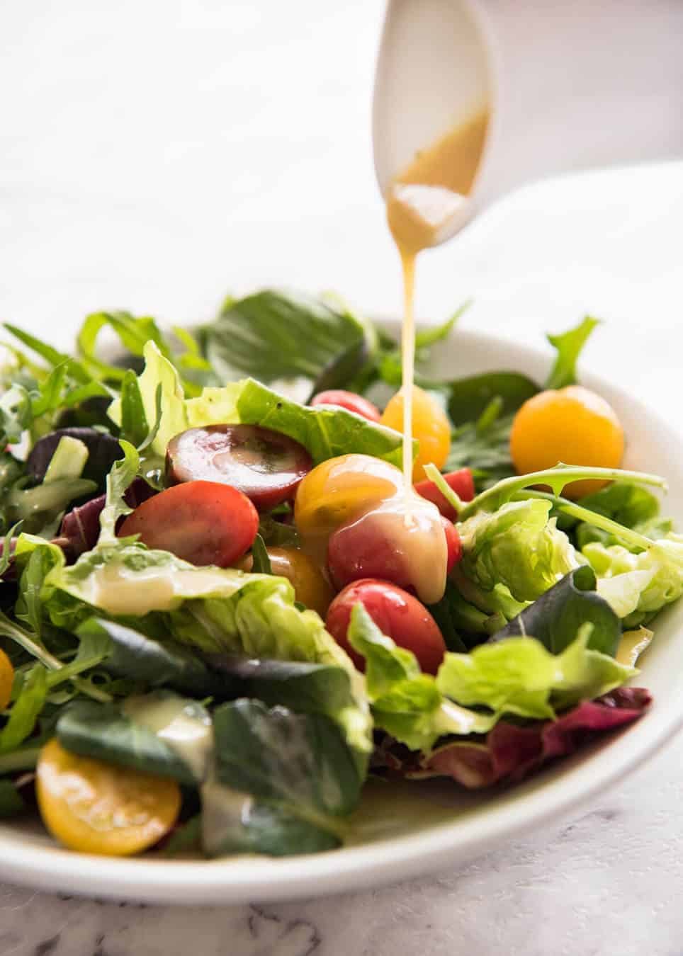 Honey Mustard Dressing - guaranteed crowd pleaser, made with honey, mustard, cider vinegar and olive oil. Keeps for 3 weeks. www.recipetineats.com