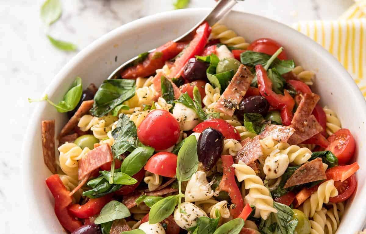 This Italian Pasta Salad with Homemade Italian Dressing is a hit at gatherings! www.recipetineats.com