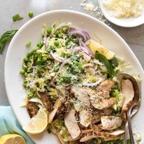 Lemon Parmesan Cabbage Salad with Grilled Chicken - A fabulous utterly addictive salad that you just can't stop eating! recipetineats.com