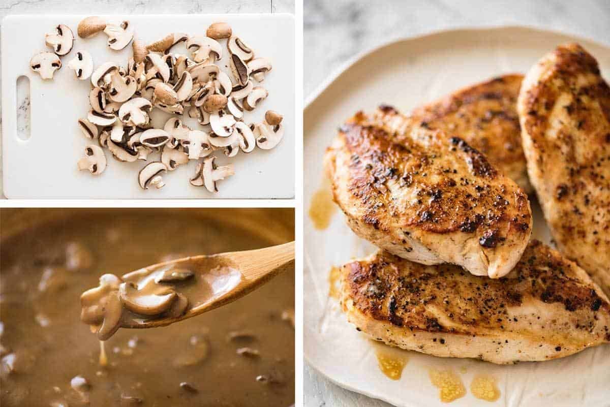 A fabulous quick midweek meal - juicy pan seared Chicken with Mushroom Gravy. recipetineats.com