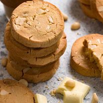 Stack of White chocolate macadamia nut cookies