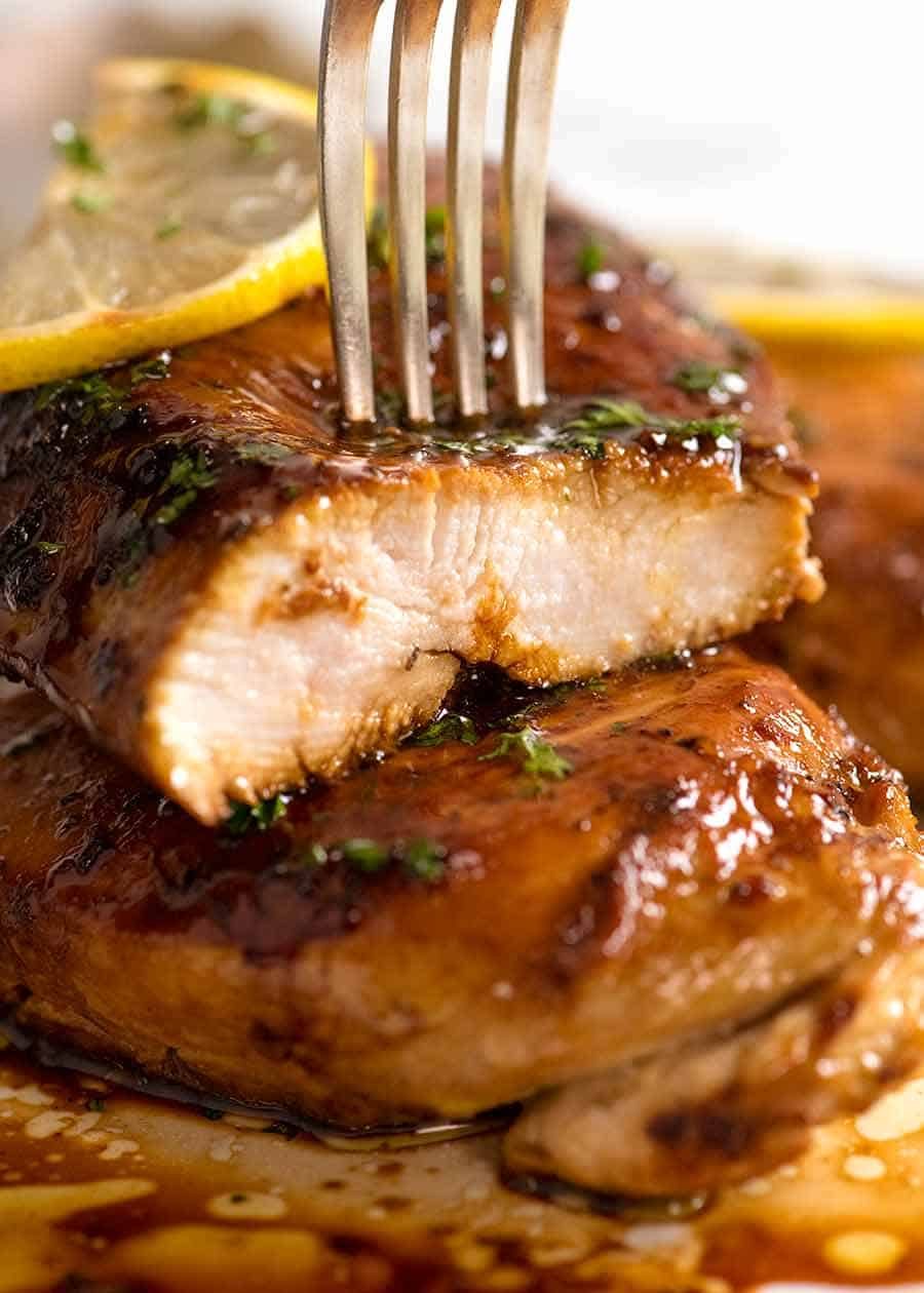 Cooked marinated chicken breast - great back pocket chicken marinade!