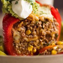 Close up of stuffed peppers - Mexican Stuffed Peppers