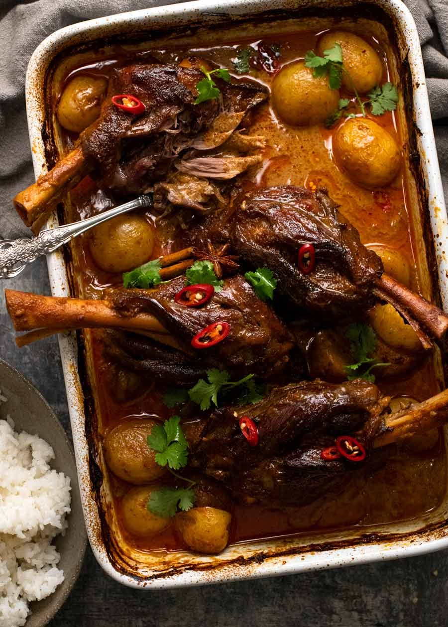Slow Roasted Lamb Shanks in Massaman Curry