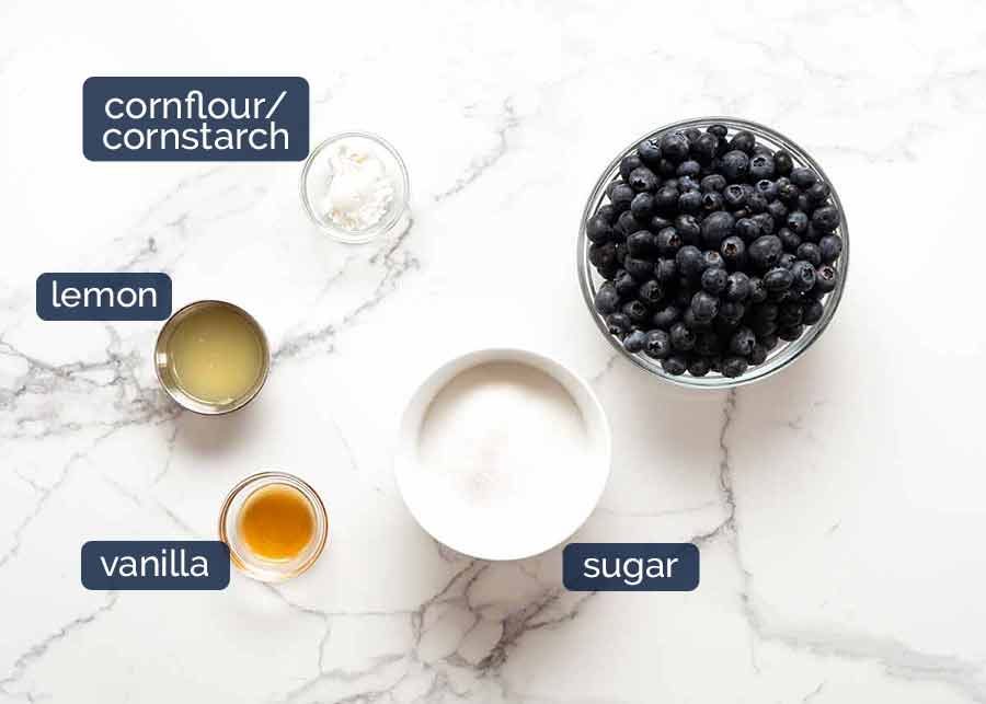 Ingredients for Blueberry Sauce for Blueberry Cheesecake