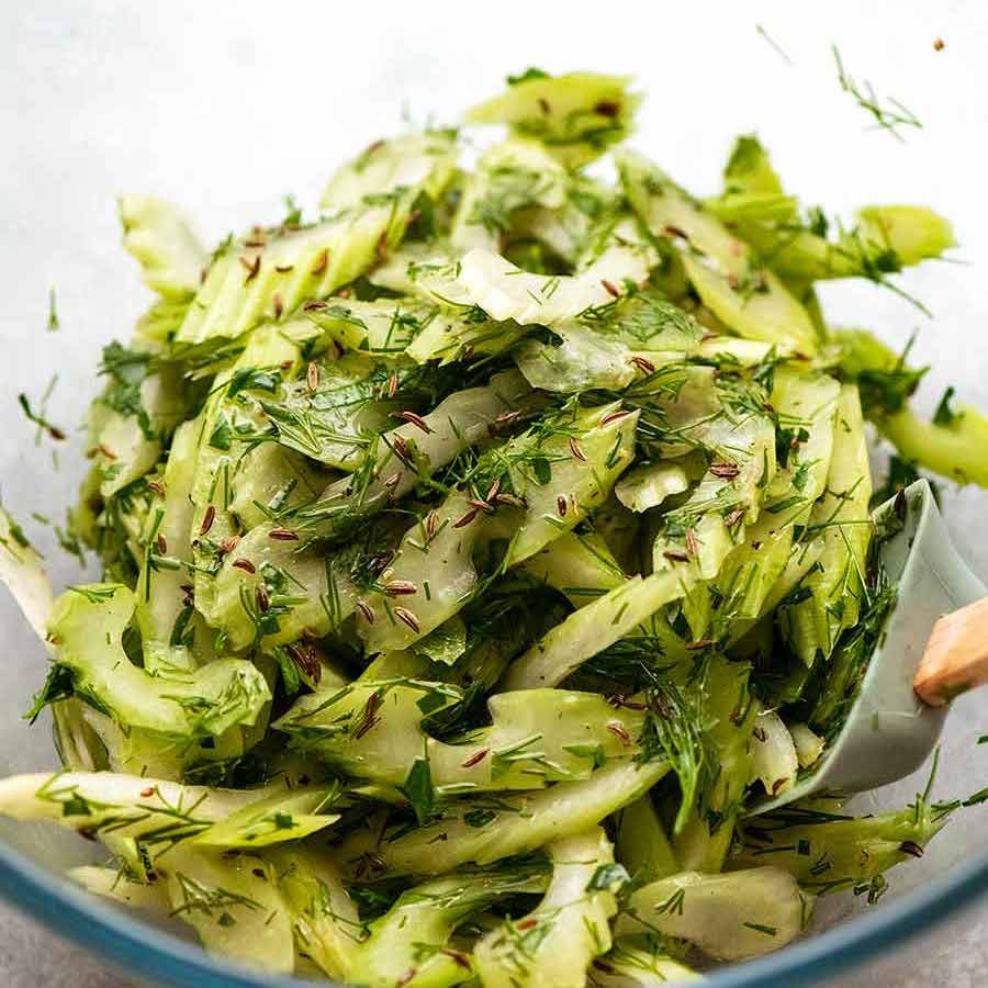 Celery Salad in a bowl, ready to be served
