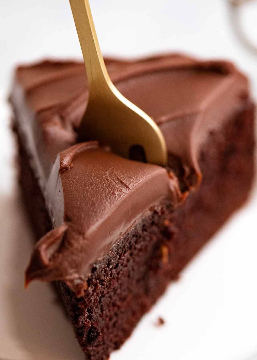 Chocolate Ganache frosting on chocolate cake