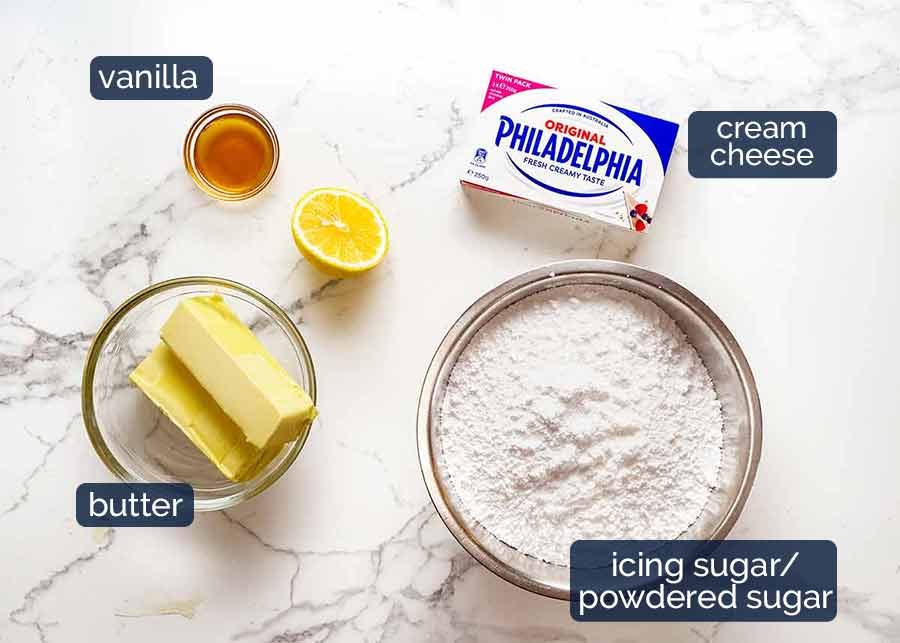 Blueberry Cake with Lemon Cream Cheese Frosting ingredients