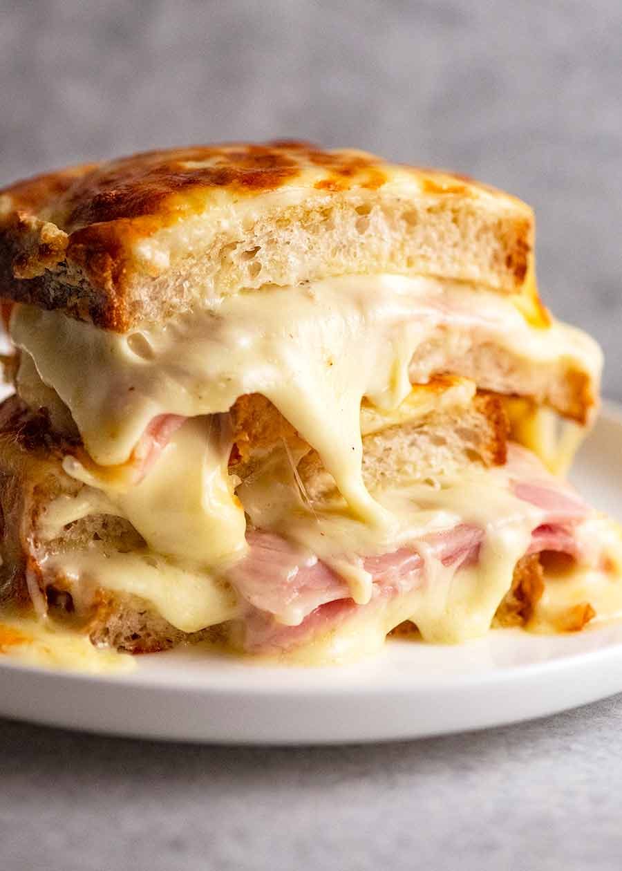 Croque Monsieur on a plate, ready to be eaten