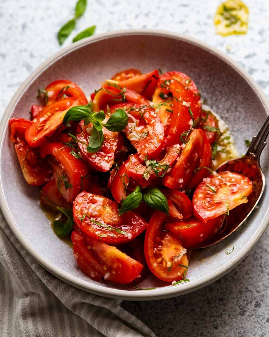 Photo of bowl with my favourite Tomato Salad