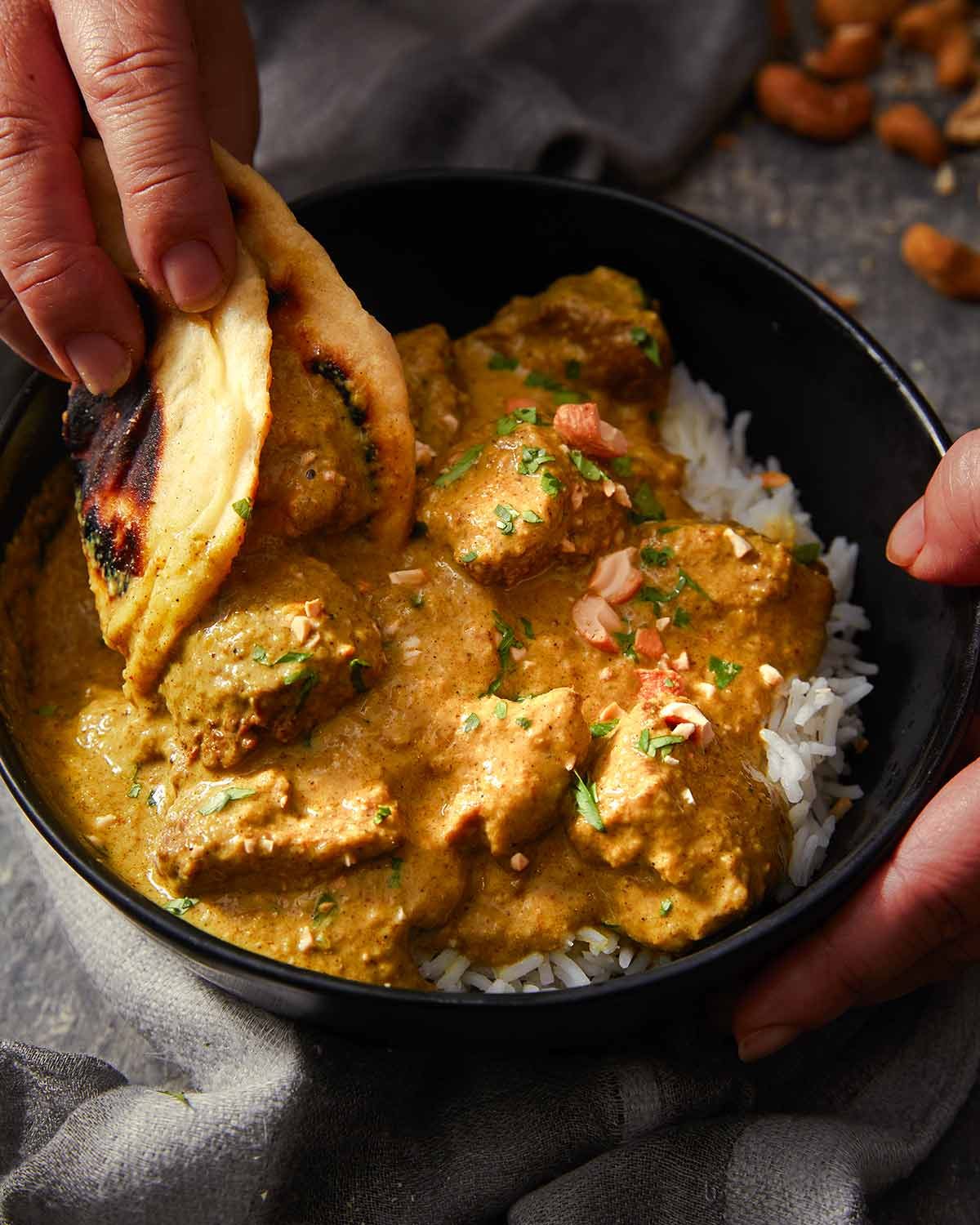 Eating Lamb Korma Curry