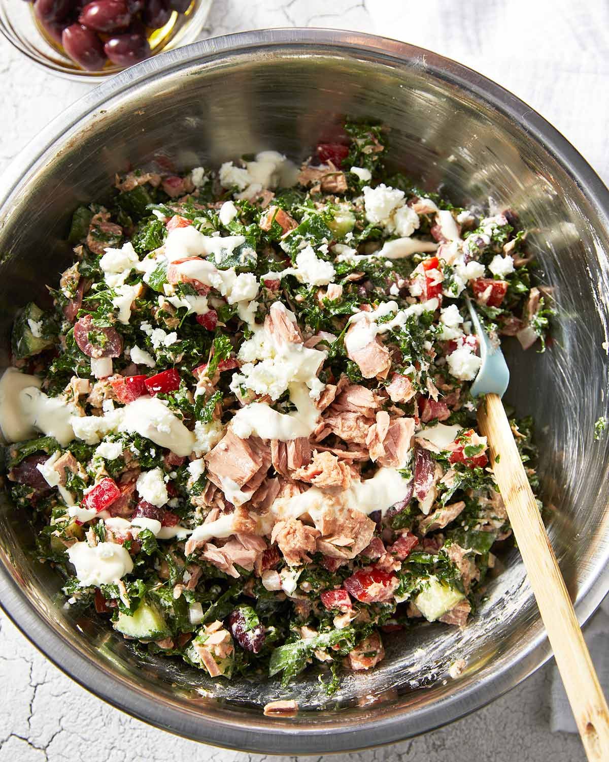 Making Mediterranean tuna salad