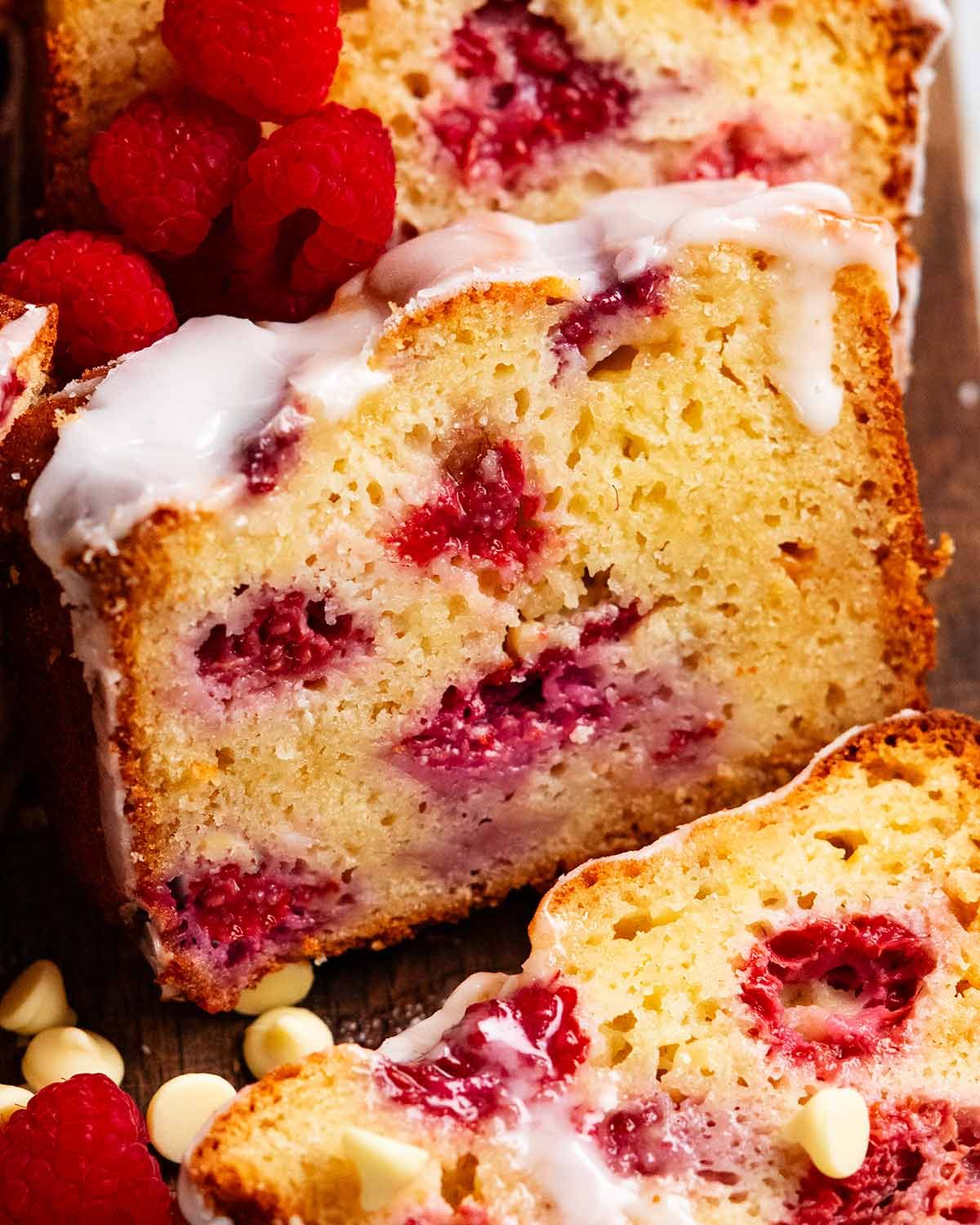White chocolate raspberry loaf (quick bread)