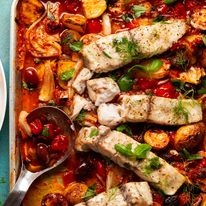 Puttanesca fish tray bake dinner